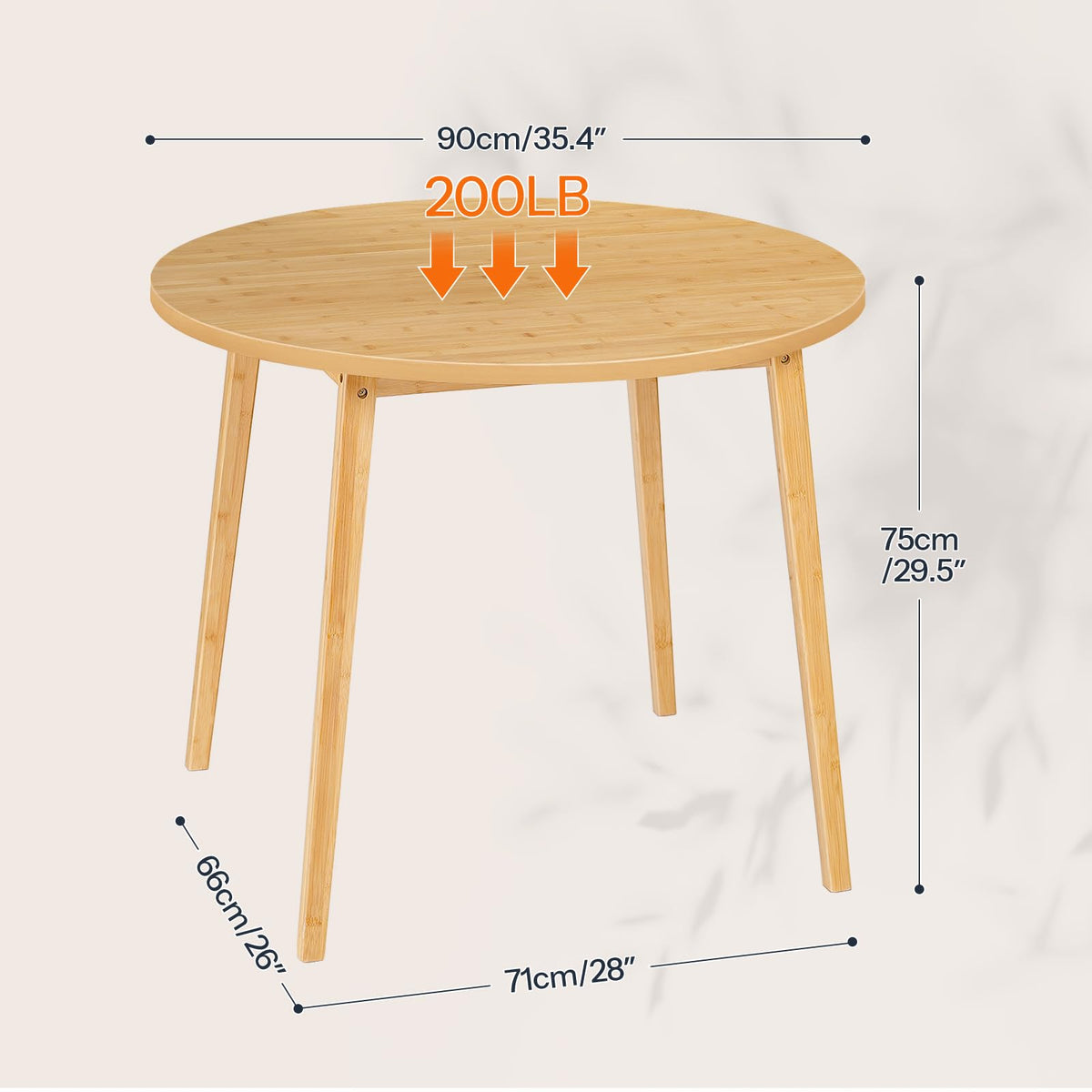 HOOBRO Bamboo Dining Table, Round Dining Table for 4, 35.4" Kitchen Table for Small Space, Easy to Assemble, Space-Saving, for Dining Room, Living Room, Office, Kitchen, Apartment, Natural YL91CZ01