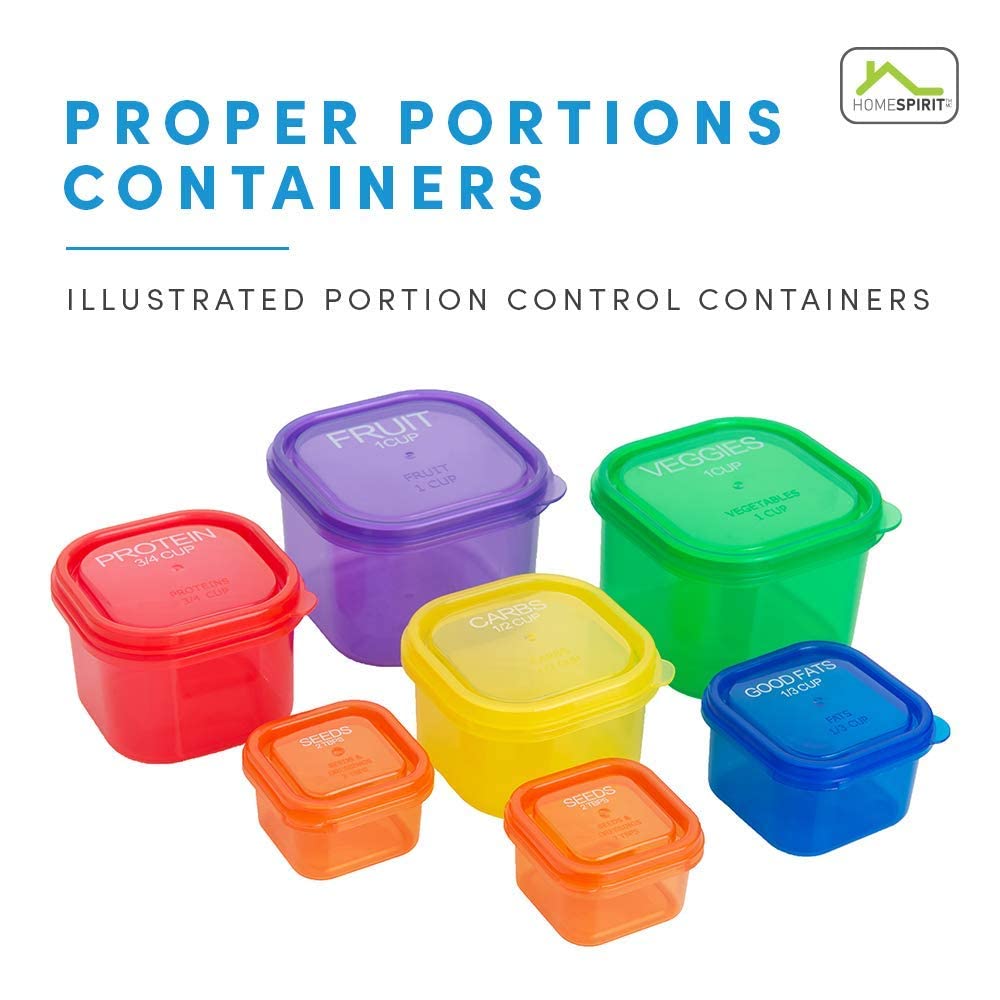 Home Spirit Proper Portions 21-Day Portion Control Containers – 2 Sets, Sized for Weight Loss, Bariatric & Calorie-Based Meal Plans