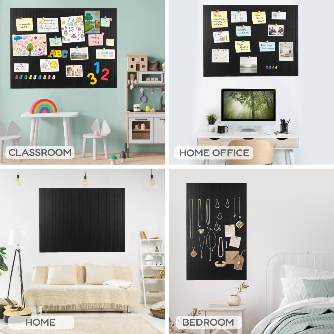 Feltiva Felt Bulletin Board Tiles Large 48”x36” Cork Board Alternative, Thick Felt Wall Panels, Push Pin Board Wall Organizer, 12 Pack with 50 Removable Adhesive Tabs, for Home & Office