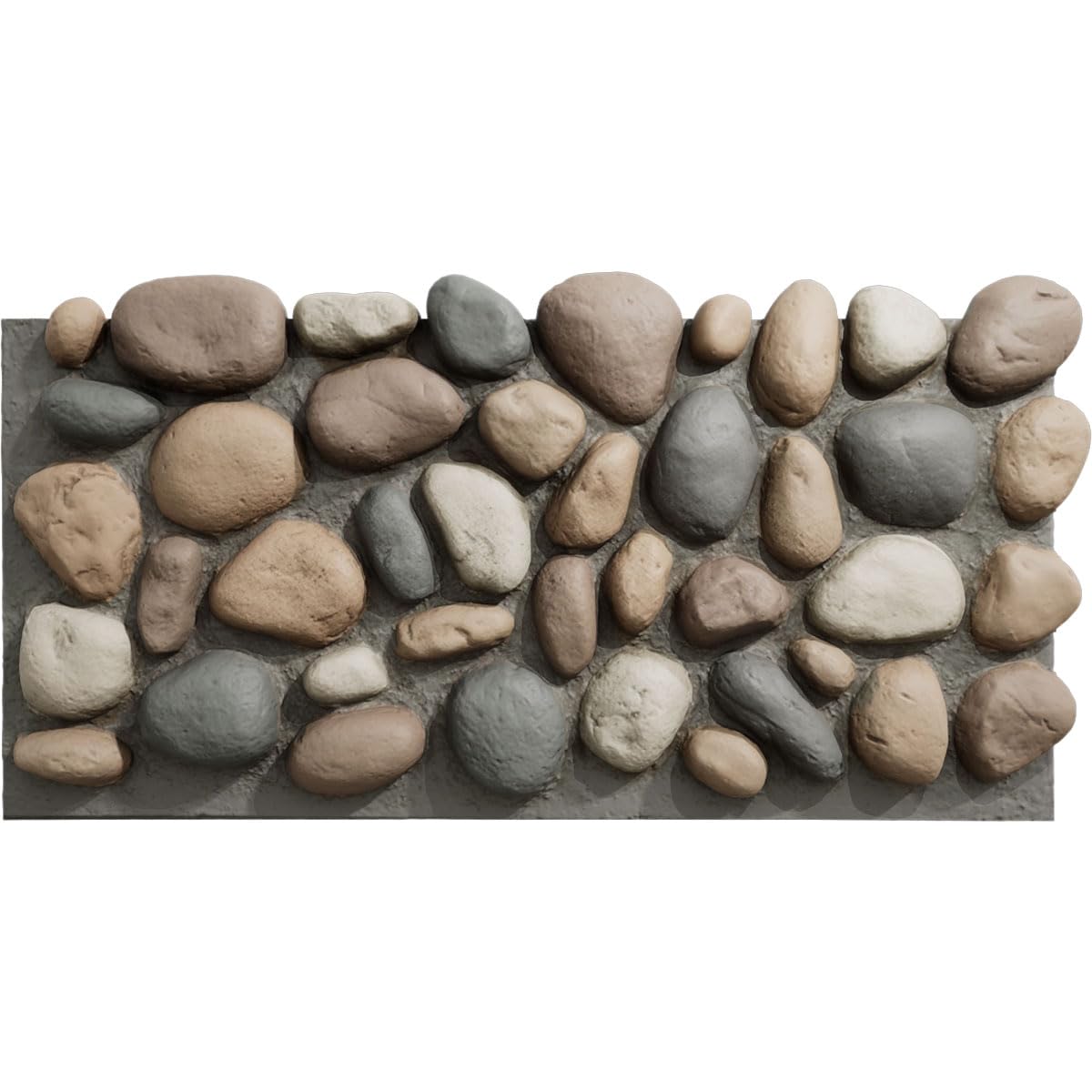EverStone River Rock Faux Rock Panel, 49"W x 24 3/4"H x 3"D, Pebble Mix Color