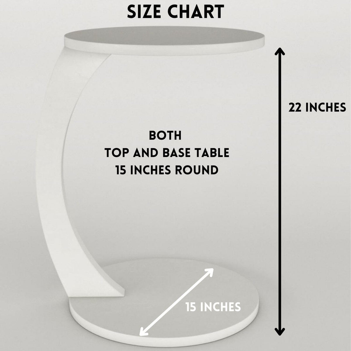 Furpinea C Shaped End Table for Couch Small Places, Space Saver Round Side Table for Sofa and Bedside with Wheel, Coffee and Eating Snack Time Tray for Living Room, Office (White)