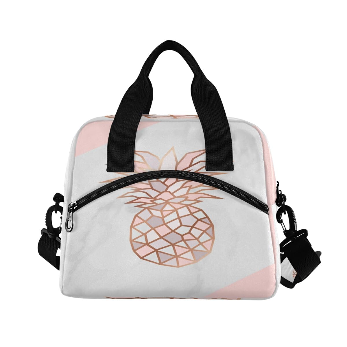 Rose Gold Pineapple Lunch Bag for Kids Pink And White Marble Insulated Cooler Lunch Box Large Capacity Lunch Organizer for Boys Girls