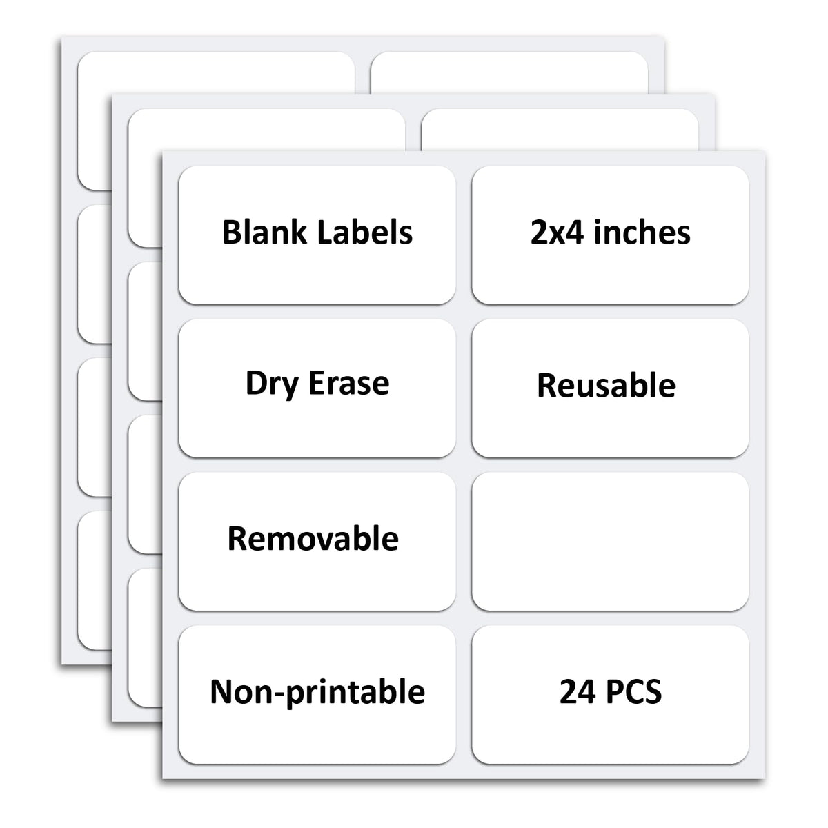 SVNOOC Multi-Use Removable Dry Erase Labels Stickers, White, Reusable Sticky Notes (2x4 inches) (2 * 4 inches White)