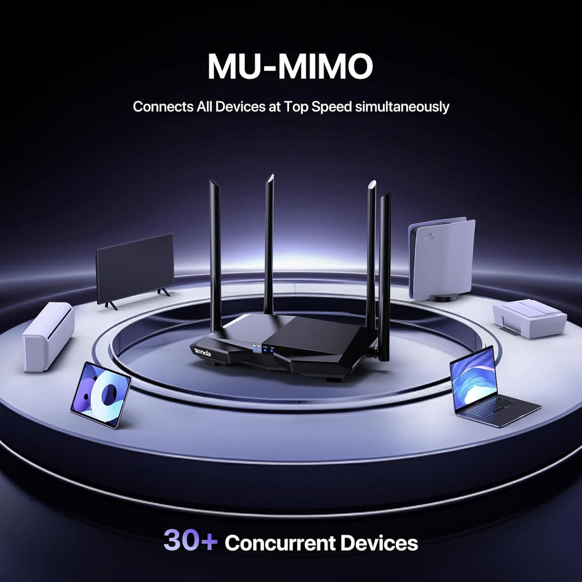 Tenda AC1200 Smart WiFi Router, High Speed Dual Band Wireless Internet Router with Smart APP, 4 x 100 Mbps Fast Ethernet Ports, Supports Guest WiFi, Access Point Mode, IPv6 and Parental Controls(AC6)