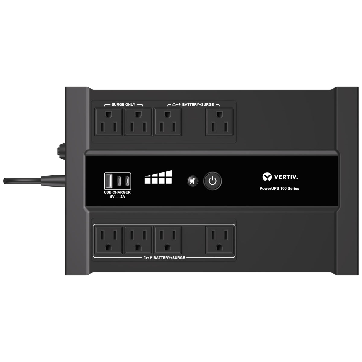 Vertiv Liebert PowerUPS 100 UPS, PST6-700LVMT, 700VA/425W 120V Standby Power, 8 Outlets, Battery Backup with Surge Protection, USB C+A Charging, 3 Year Warranty, User Replaceable Batteries