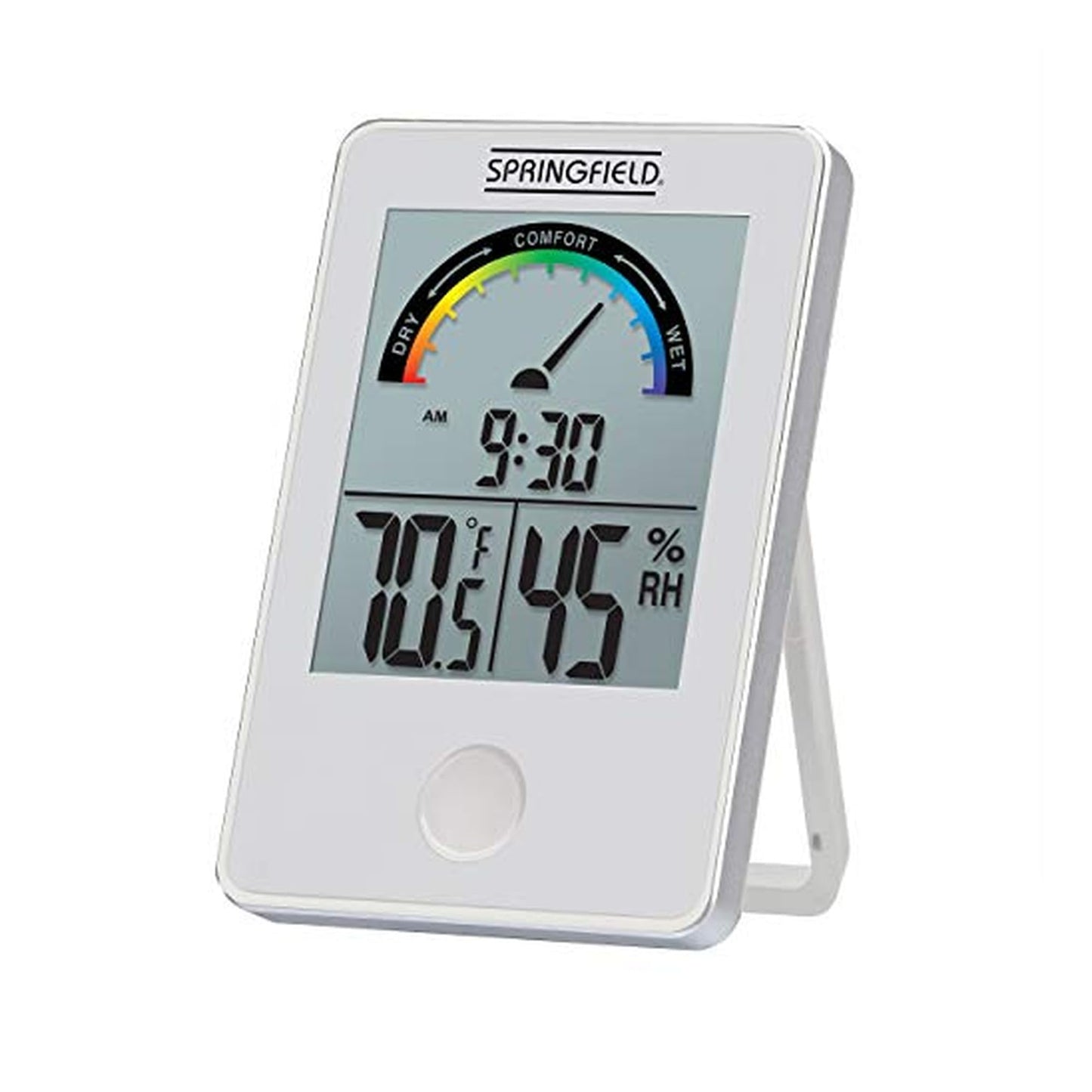 Springfield Wireless Digital Indoor Comfort Level Thermometer, Humidity and Temperature Monitor, White