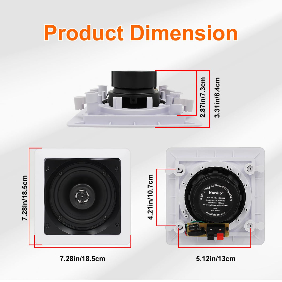 Herdio 5.25 Inch Bluetooth Ceiling Speakers with Wall Mount Control Amplifier Receiver System for Home Living Room Bedroom Bathroom Office (A Pair)