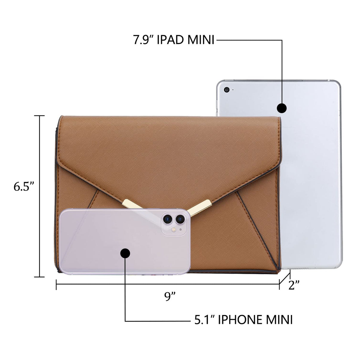 KKXIU Women Elegant Faux Leather Evening Envelope Clutch Purse Foldover Bags for Party Wedding Prom (A-Brown)