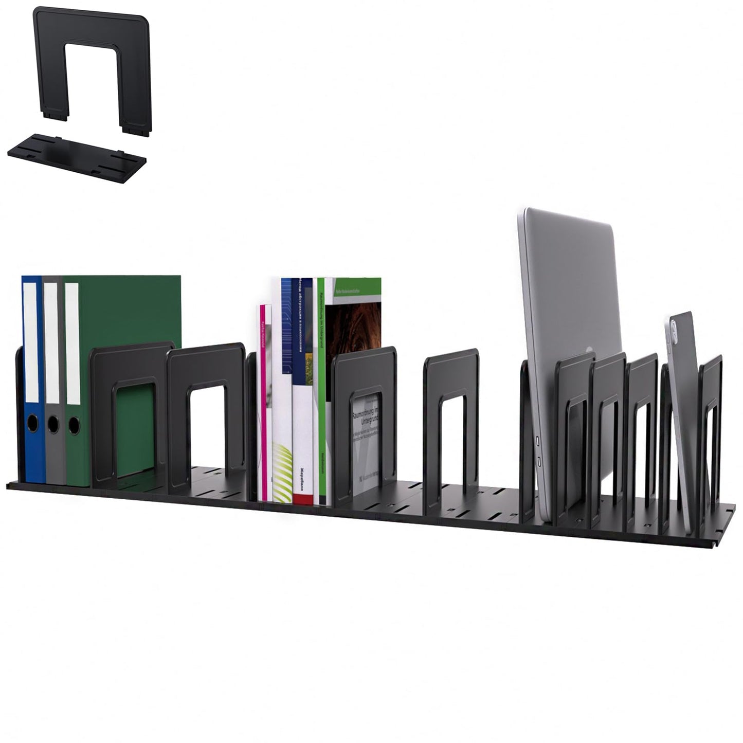 LuluEasy Adjustable Vertical File Sorter Sturdy Plastic Expandable Upright File Holder, Desktop Binder Organizer, School Office File Organizer Bookshelf Divider, Assemble Easily Endlessly, Black