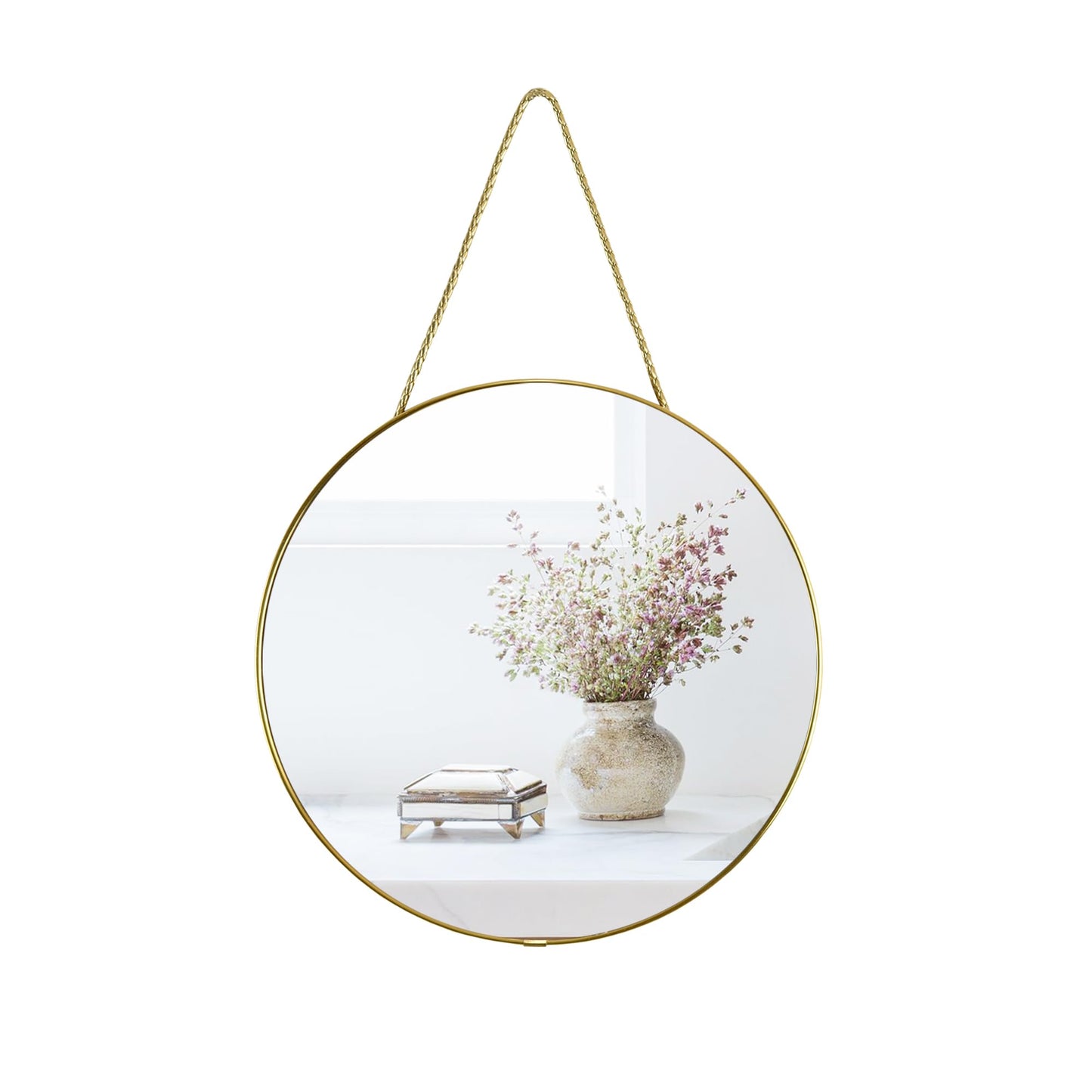 YCHMIR 11.8-inch Small Round Wall Mirror, Gold Bathroom Mirror