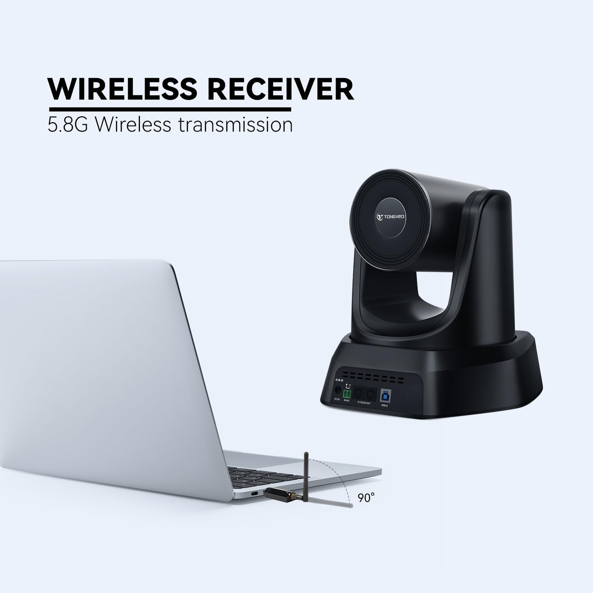 TONGVEO 5.8GHz Wireless Conference Room Camera System with Bluetooth Microphone,20X 60fps PTZ Camera for Worship Online Conference, Works with Zoom, Skype OBS Easy to Set Up