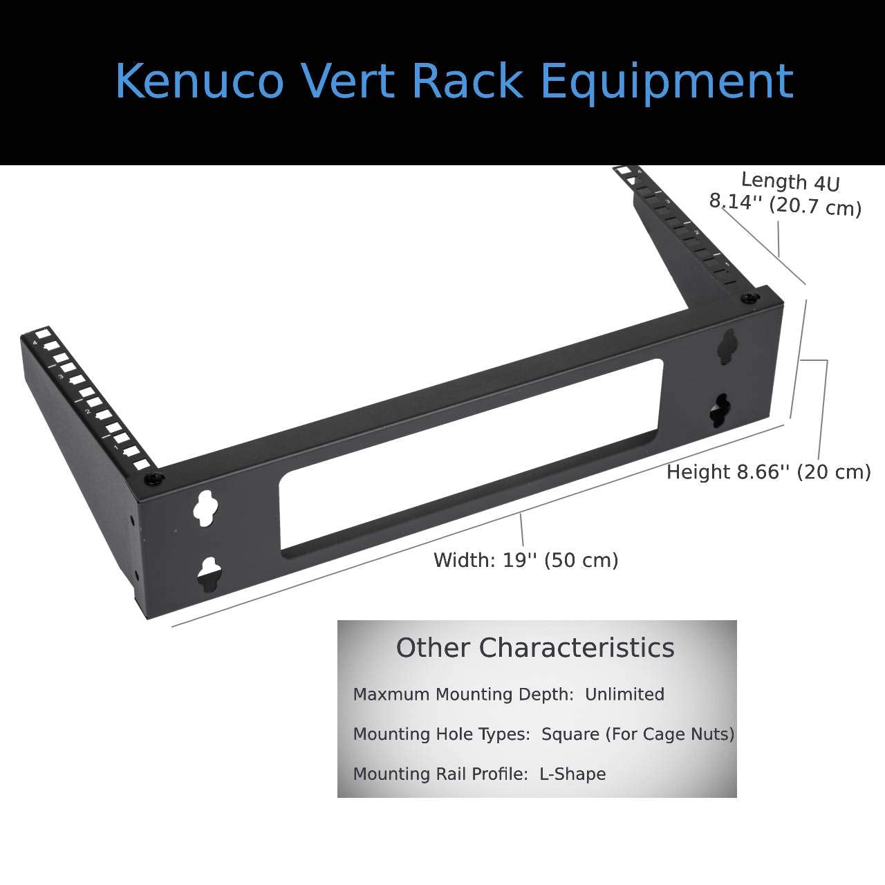 Kenuco 19 Inch Steel Vertical Rack and Wall Mountable Server Rack Mount (Black-4U)