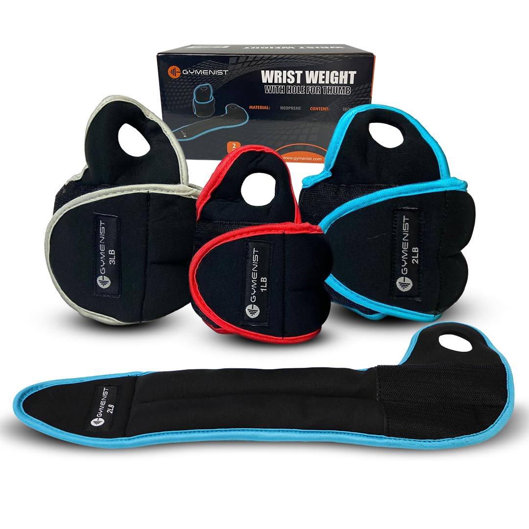 Pair of Wrist Weights With Hole for Thumb, Great for Fitenss Running Workouts & All Kind of Cardio Exercises (1 LB - PAIR - 2 Lb total)