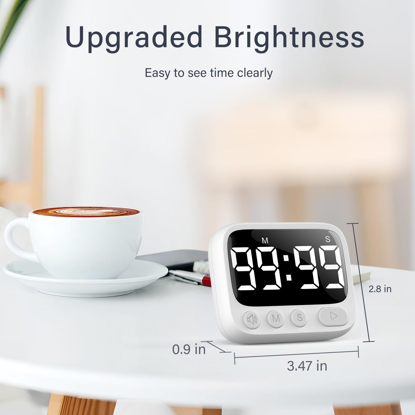 HAUKINIX Shower Timer Waterproof Bathroom Toilet Timer Digital Kitchen for Wall Mount, Study w/Foldable Stand, Countdown Stopwatch w/Suction Cup for Swim, Rechargeable, White