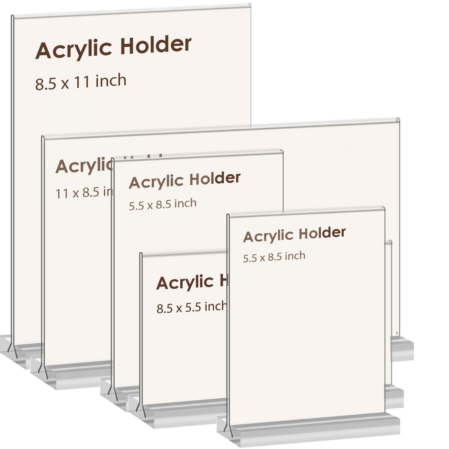 newnewshow Acrylic Sign Holder 8.5x11 Inch 6 Pack Vertical T Shape Double-Sided Desktop Display Holder