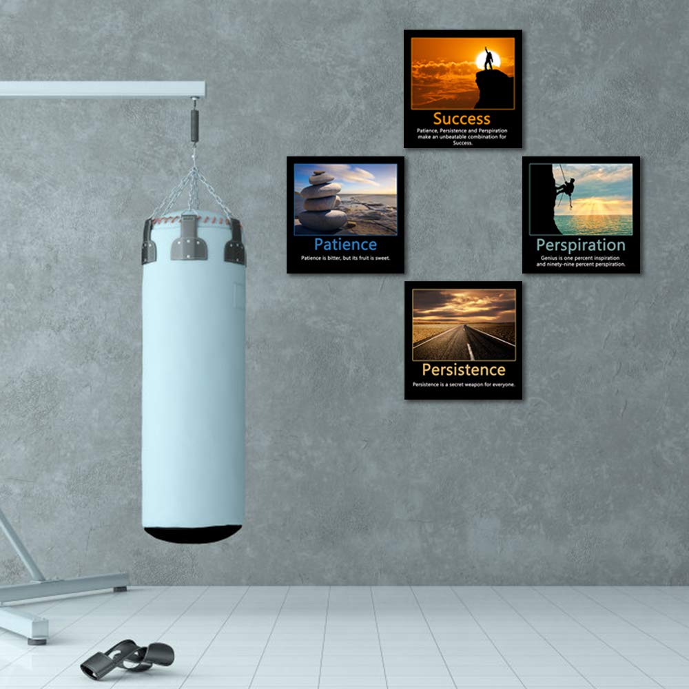 Artsbay Motivational Wall Art Inspirational Quotes Prints Office Wall Decor Classroom Gym Decor Teamwork Framed Painting 16" W x 16" H x 4PCS