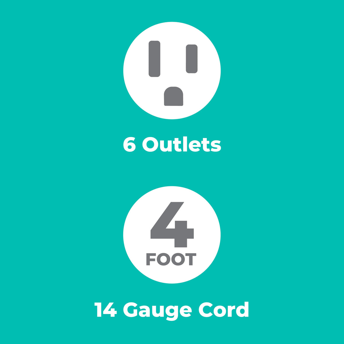 KMC 6-Outlet Surge Protector Power Strip 2-Pack, 900 Joules, 4-Foot Extension Cord, Overload Protection, Black