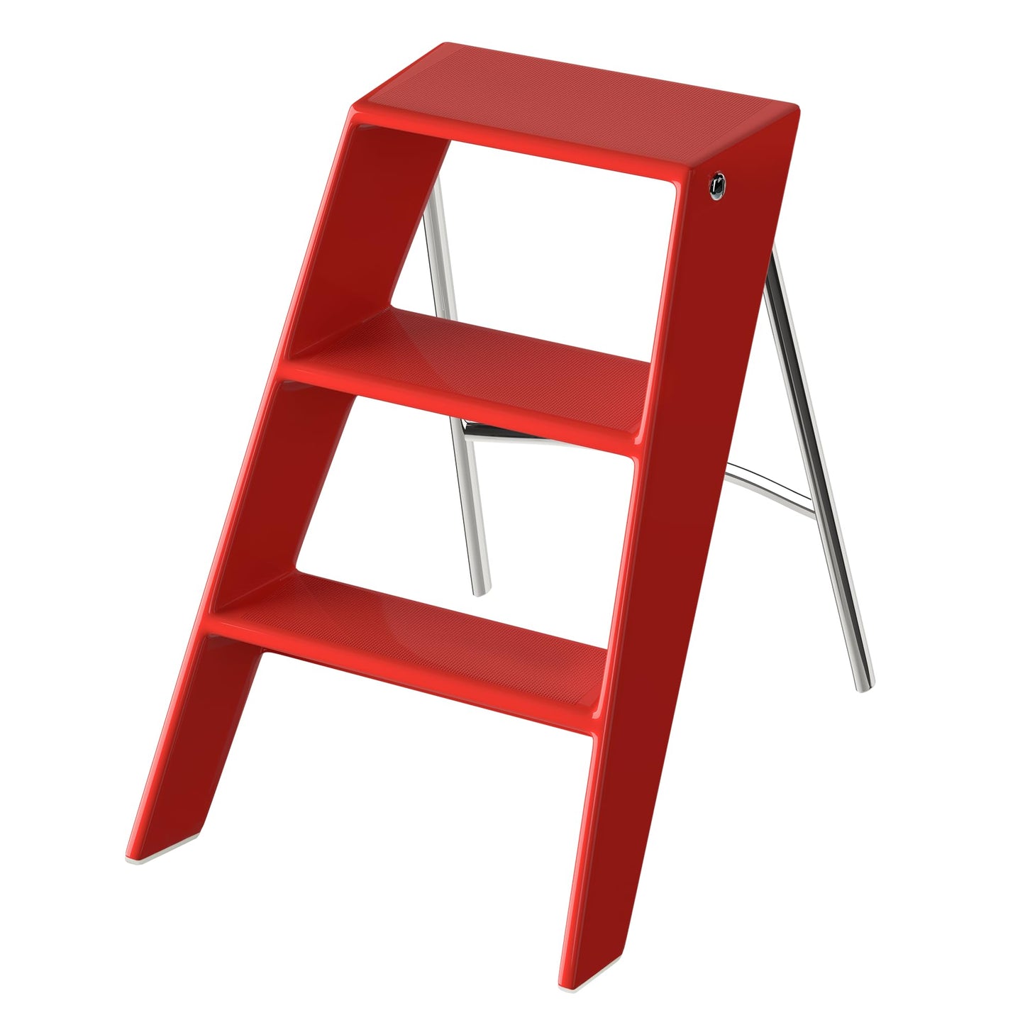 HOTEAGLE Ladder Shelf, Multifunctional 3-Tier Bookshelf, Stylish Bedroom Shelves Double as Bedside Table, Side Table for Home Living Room, Kitchen and Bedroom,Red