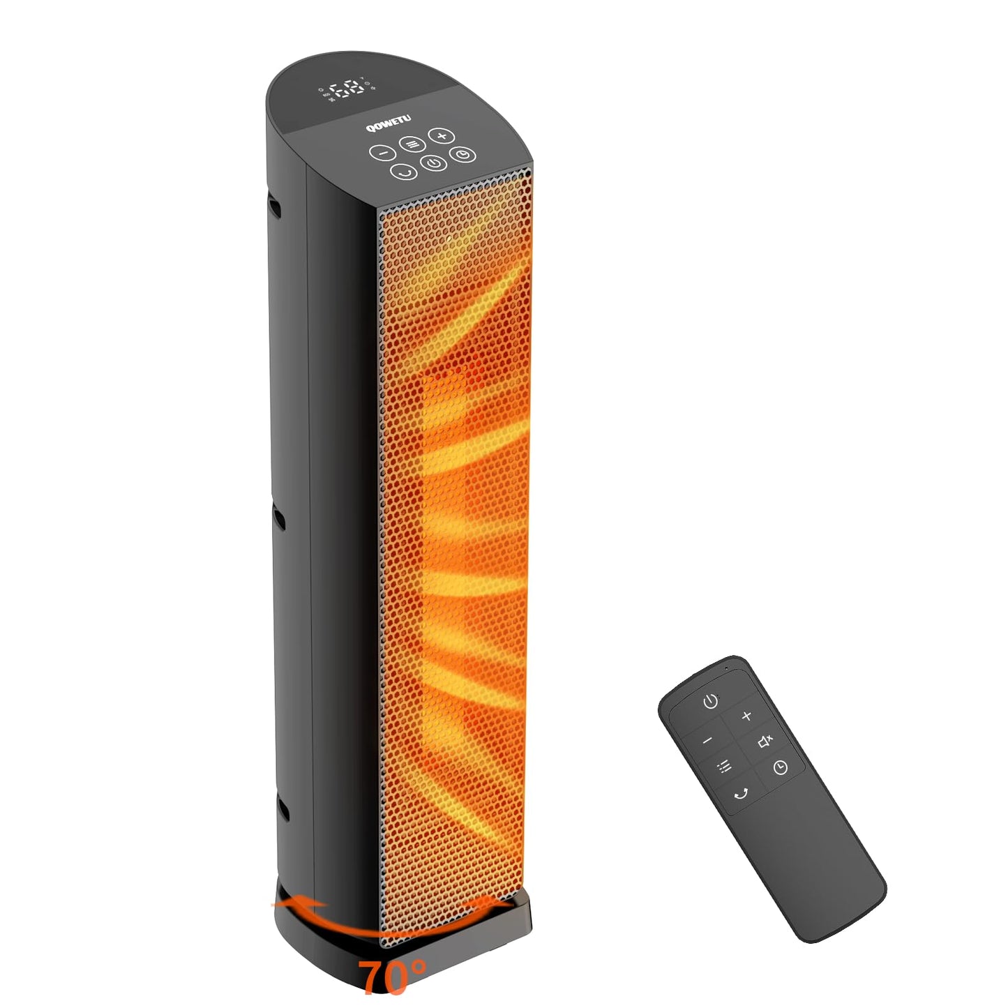 Space Heater for Indoor Use - 24 inches 1500W Ceramic Heater with Remote Control, 12 Hour Timer, Oscillation, LED Display, for Bedroom Office Indoor