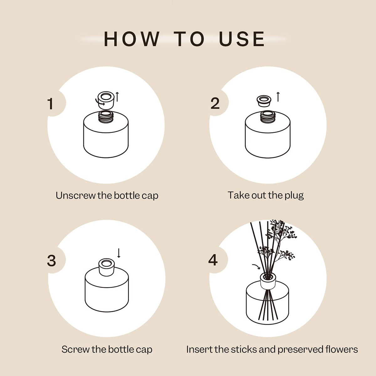 Cocorrína Premium Reed Diffuser Set with Preserved Baby's Breath & Cotton Stick Lavender Thyme | 6.76 Fl.oz Scent Diffuser for Bedroom Bathroom Home Décor