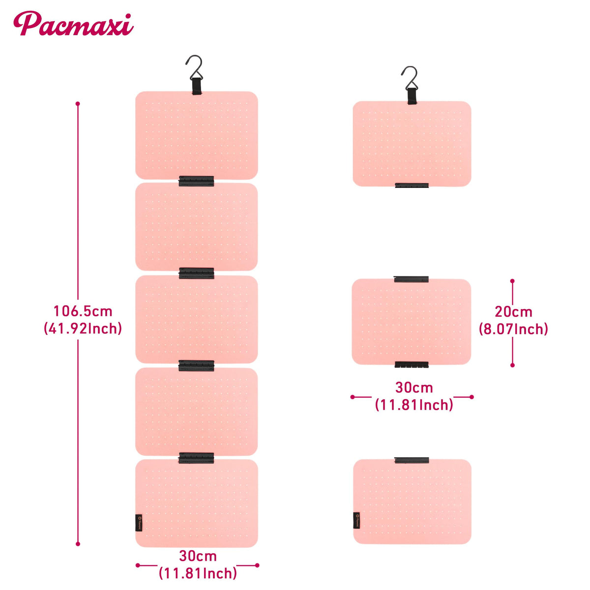 PACMAXI Hanging Enamel Lapel Pin Display Panels Organizer With 5 Loose-leaf Board Pieces, Brooch Pin Enamel Pin Display Pages, Badge Collection Display Holder Holds At Least 120 Pins. (Pink)