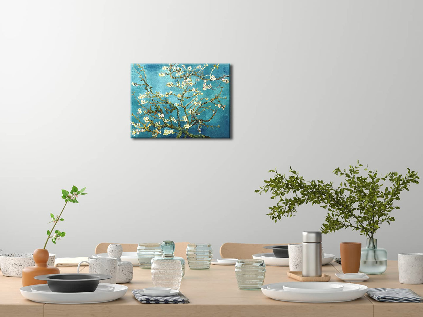 Pyradecor Modern Almond Blossom Famous Oil Paintings Reproduction Canvas Prints by Van Gogh Floral Pictures on Canvas Wall Art for Bedroom Home Office Decorations