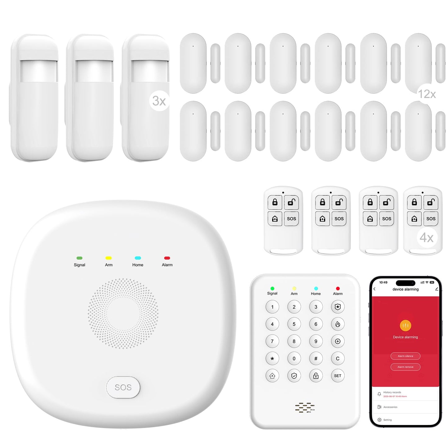 Alarm System for Home Security - Wireless Home Burglar Security System, Expandable, Standalone Keypad, Door/Window Sensors & Motion Detectors & Remote, App Alerts, No Monthly Fee, Alexa Compatible