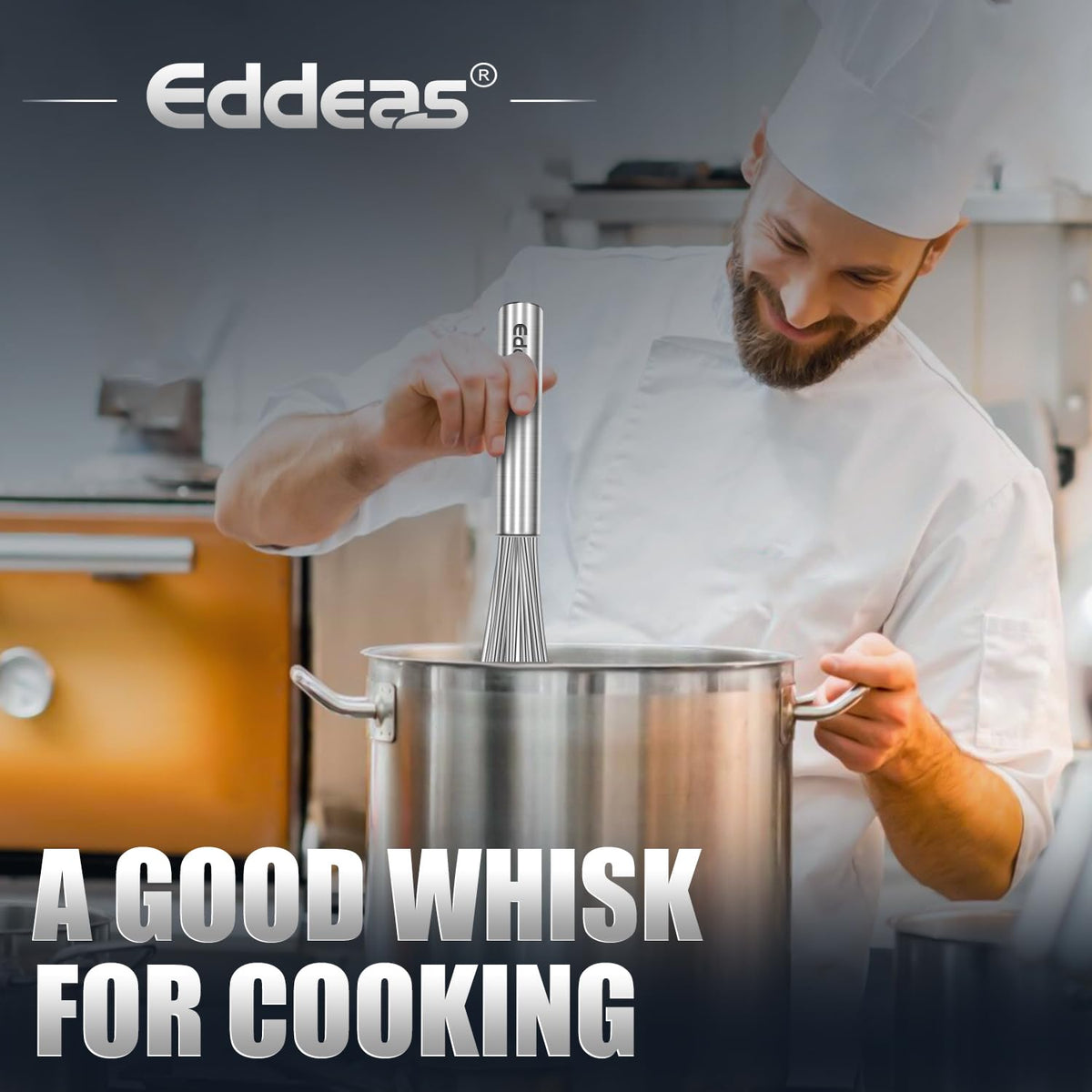 Eddeas 17in Large Whisk,Heavy Duty whisk, Stainless Steel whisk Suitable for Mixing Thick batter, Dry Ingredients and Seasonings.Accessories for professional commercial kitchens.