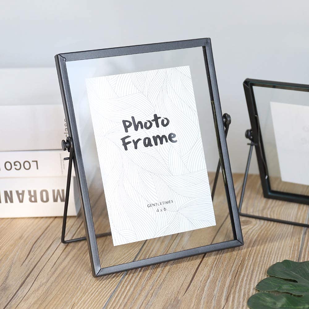 ZONYEO Set of 3 Glass Picture Frame, Collection Simple Metal Floating Frame with Glass Cover Includes 4x4, 4x 6, 5x7