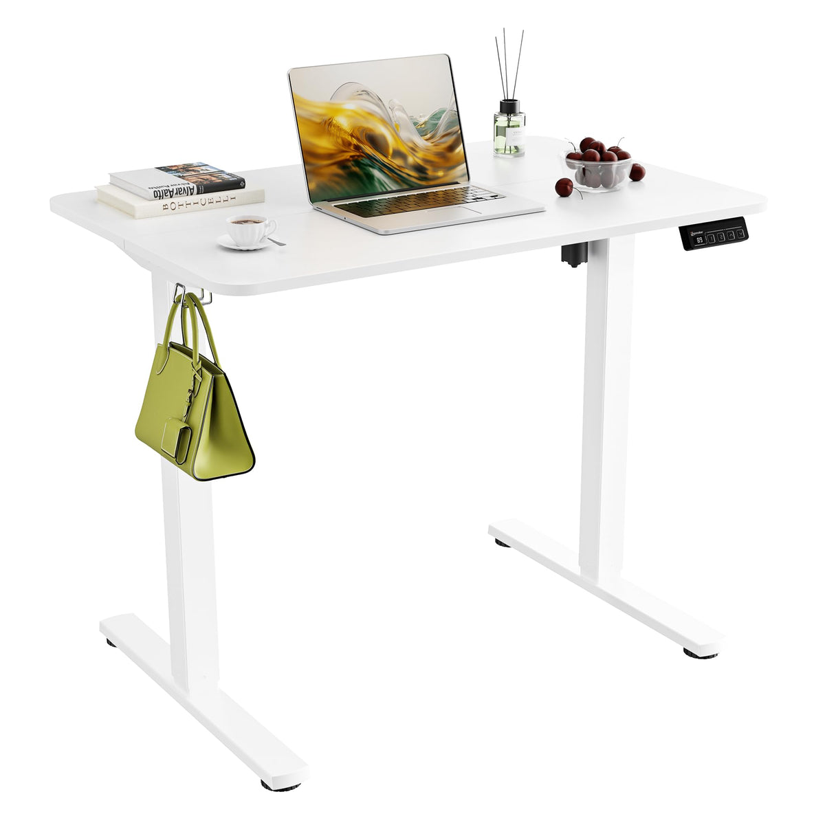 ERGOMAKER 35" Electric Standing Desk, Adjustable Height, Sit Stand Up Desk for Home Office & Computer Workstations, Memory Controller, White