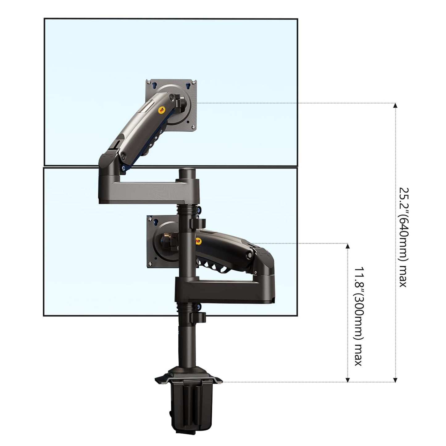 NB North Bayou Dual Monitor Desk Mount Stand Full Motion Swivel Computer Monitor Arm Fits 2 Screens up to 27'' with Load Capacity 4.4~19.8lbs for Each Monitor H180-G