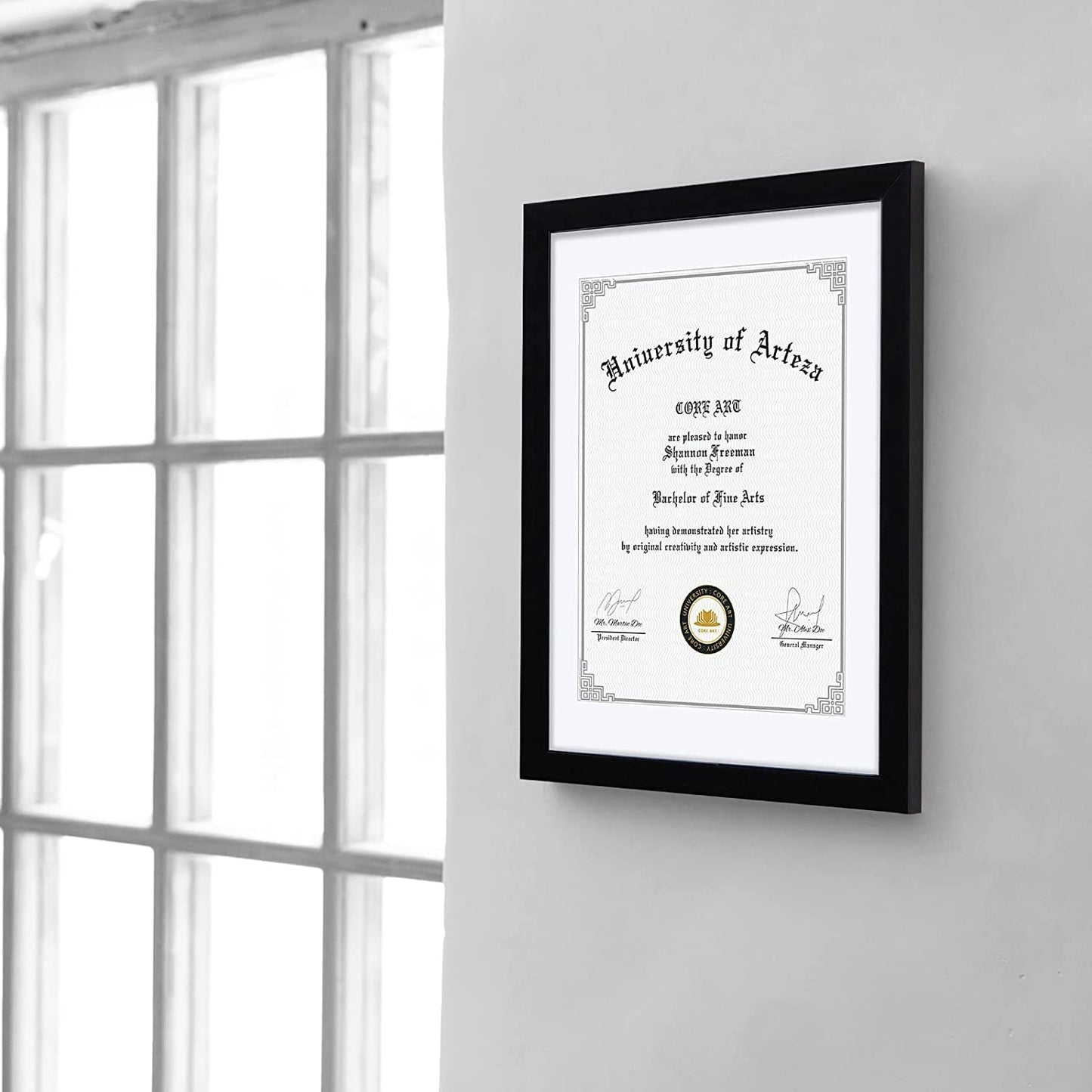 CORE ART 11x14 Black Certificate Frames with Mat,Display Diploma 8.5 x 11 or Document 11 x 14 without Mat,Multipack College Degree Frames for Wall or Tabletop Display,Set of 4