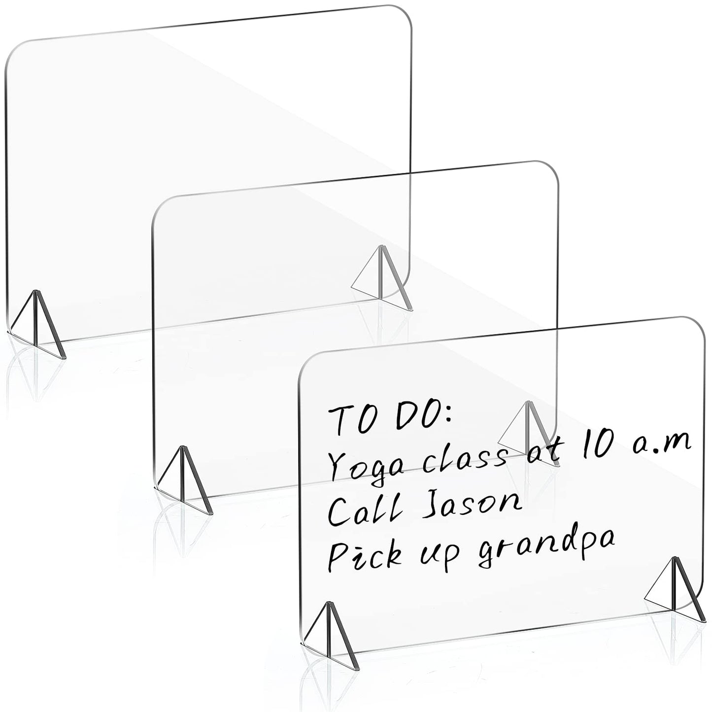 3 Pack Acrylic Dry Erase Board and Marker Glass Alternative Clear Memo Tablet Desktop Display Frameless Small Writing Whiteboard with Stand for School Office Home(5.91 x 7.87 Inch)