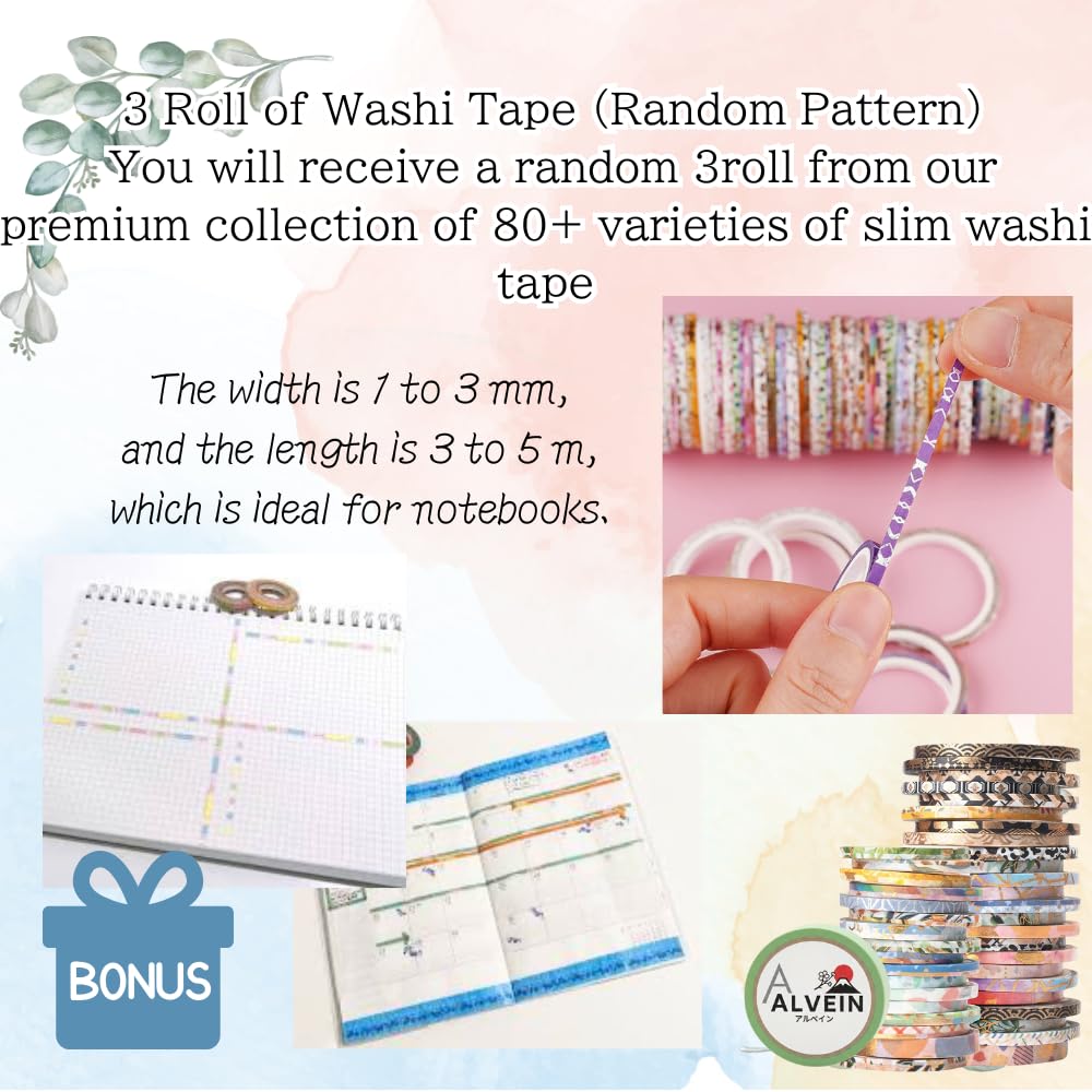 Traveler's Notebook Refill Set – 017 Monthly + 019 Weekly Memo + Bonus Random Washi Tape (3 Roll) – Undated Planner Inserts, Journal Gift Idea
