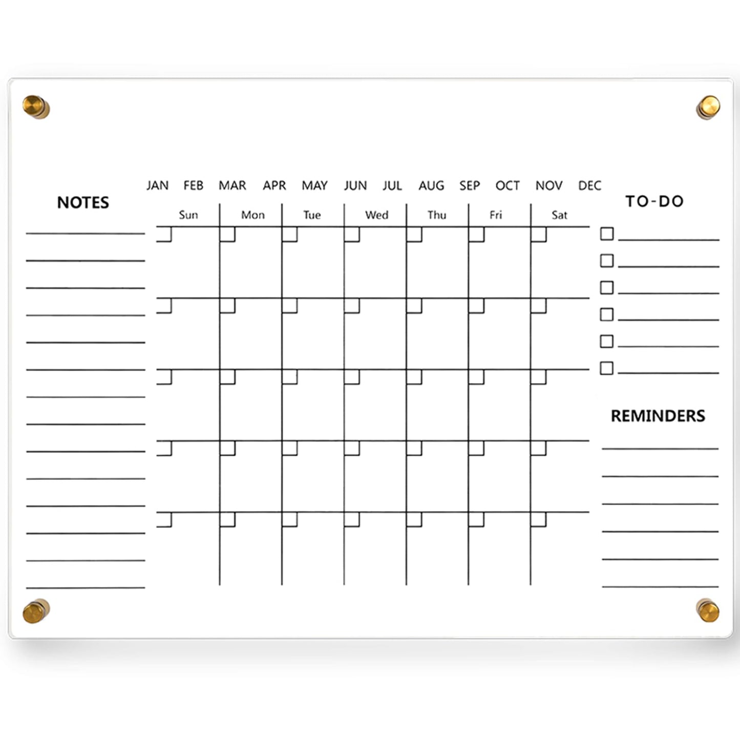 Clear Acrylic Calendar Dry Erase for Wall, Family Planner, Monthly Calendar Dry Erase Whiteboard for Home, Office, 17" x 13"Reusable White Board（Clear-3343）