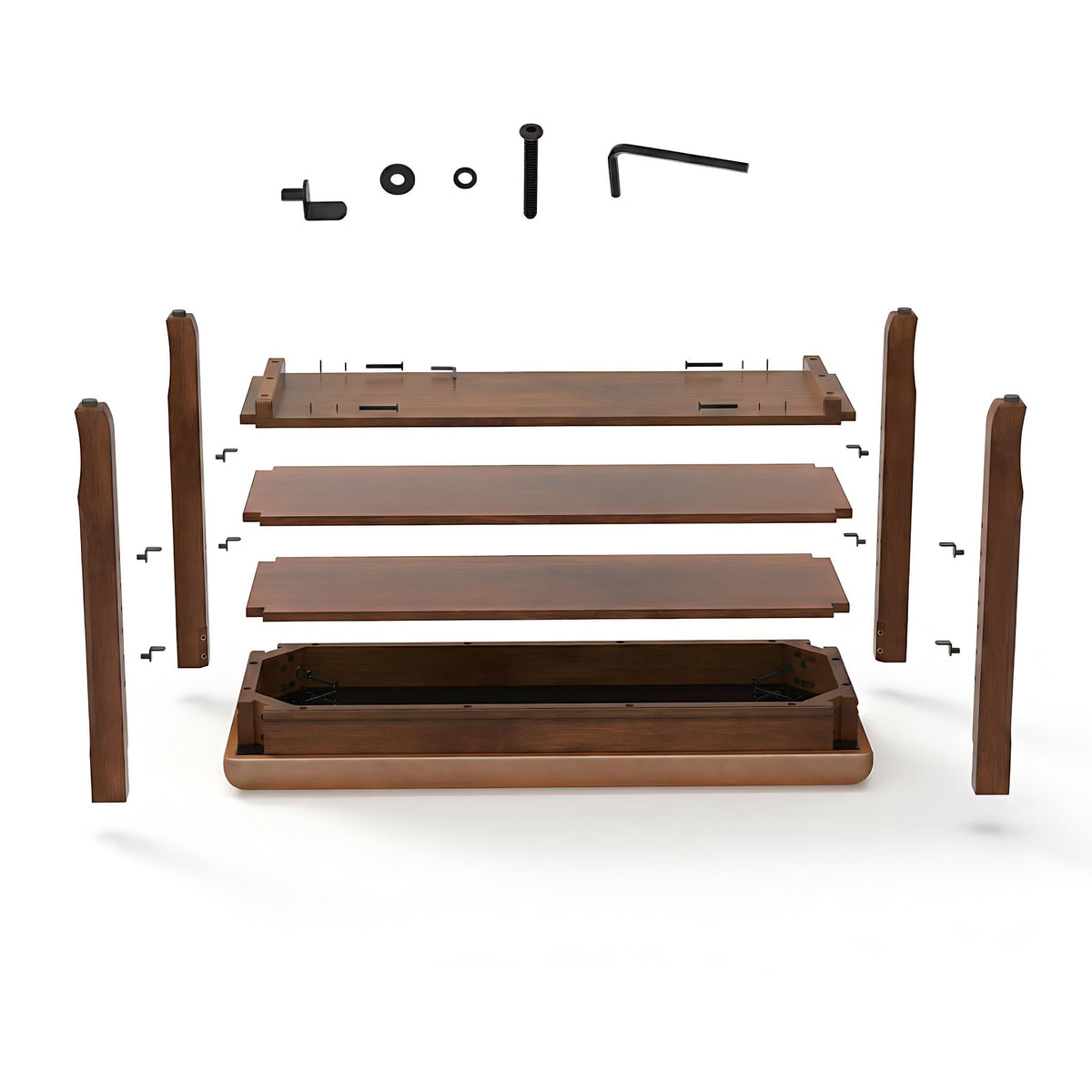 Shoe Rack Bench Entryway Storage with Leather Cushion, Shoe Organizer Bench for Entryway, Front Doors Entrances Hallway,Mudroom,Closet, Bedroom,Solidwood 3 Height-Adjustable Removable Shelve,39.4"