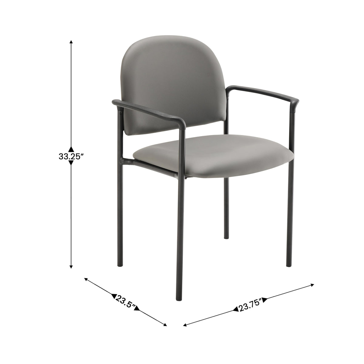 Flash Furniture Tiffany Side Reception Chair with Armrests, Stackable Vinyl Waiting Room Chair for Commercial or Residential Use, Gray