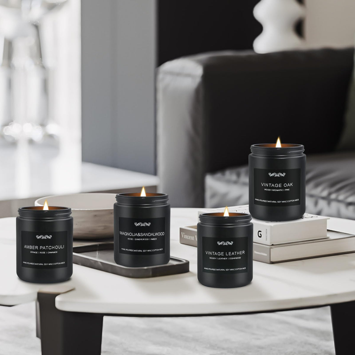 6 Pack Candles for Home Scented Aromatherapy Candles Gifts Set for Mens, Men Candle Set, 42 oz 300 Hour Long Lasting Candles, Gifts for Men, Birthday, Anniversary Present