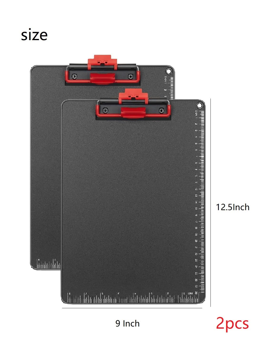 ZORVIDSON Clipboards with Pen Holder A4 Size 12.5x9 Inch Aluminum Protection Edge Clip Board for Classrooms, Offices, School, Doctor, Coaches [Upgraded Clip] (Black, 2 Pack)