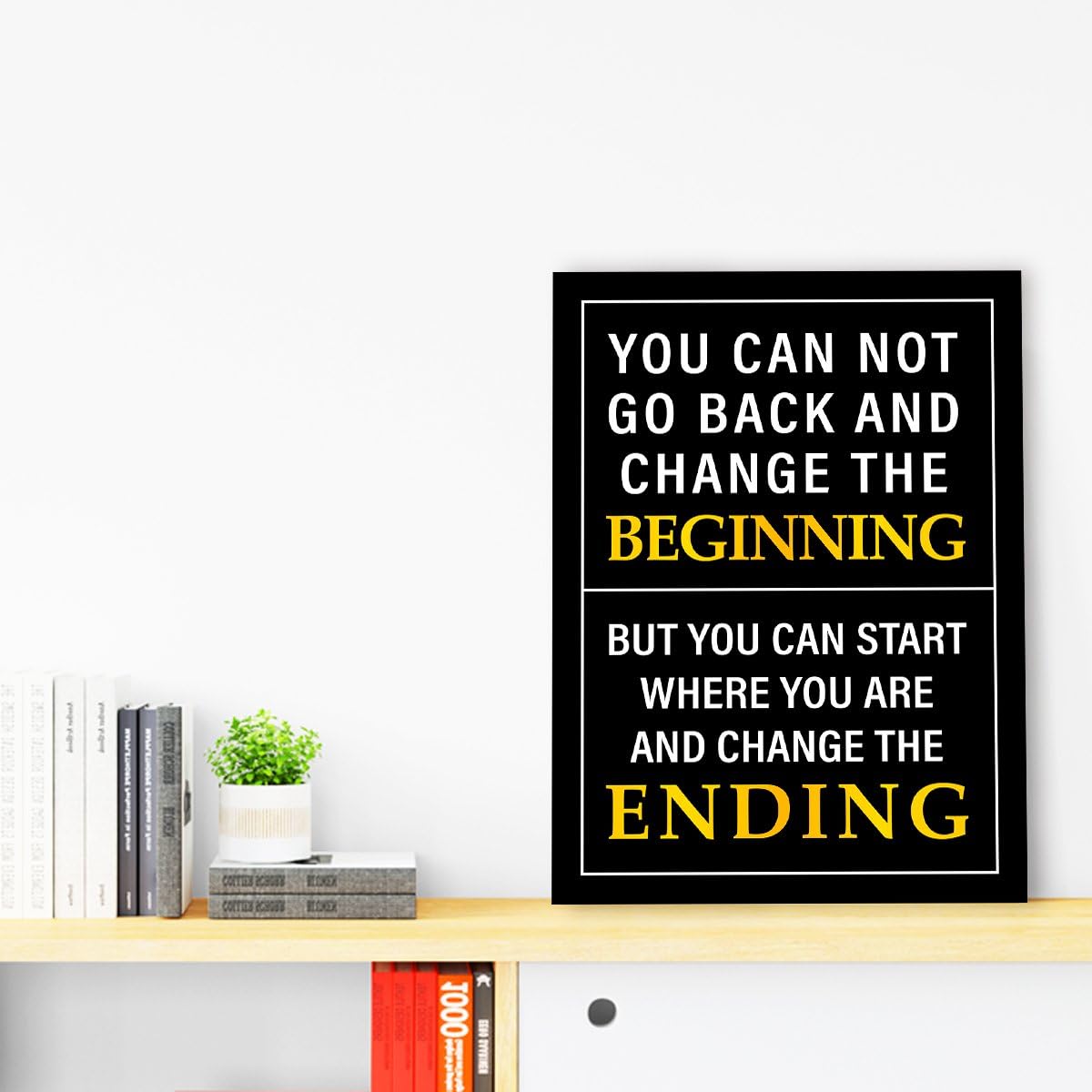 OTINGQD Inspirational Quotes Wall Decor,Positive Office Decor Wall Art,You Can't Go Back and Change the Beginning Motivational Canvas Wall Art for Home Classroom Bedroom