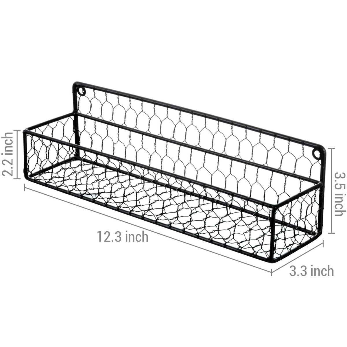 MyGift 2 Pcs Spice Rack Wall Mount, Small Seasoning Shelf Organizer, 12-Inch Over the Stove Hanging Kitchen Condiment Basket Storage Display, Black Wire