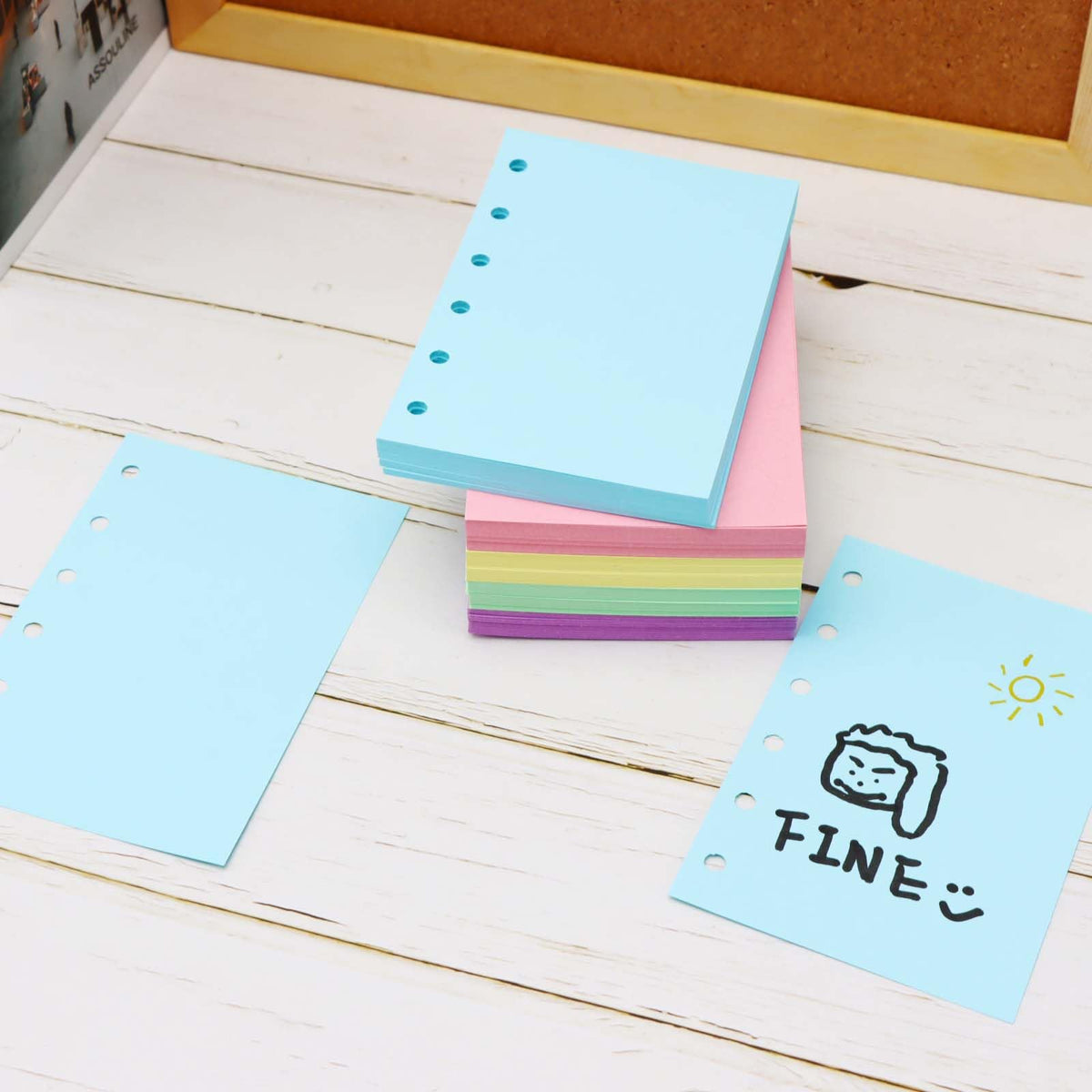 AxeWoodz A7 Colorful Refill Paper 250 Sheets Blank Loose Leaf Papers 5 Light Colors 6 Hole Notebook Refills 6 Ring Binder Filler Paper