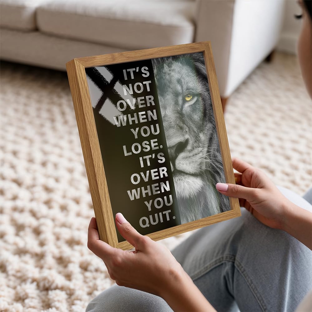 YELLOWBIRD ART & DESIGN Motivational Wall Art & Decor FRAMED - Positive Quotes - Motivational poster - Office Wall Art - Lion Wall Decor Inspiration Motivation Man cave Gym Wall Decor for Men
