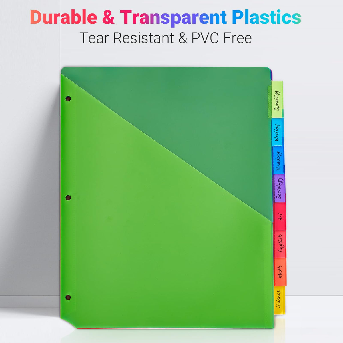 8-Tab Dividers for 3-Ring Binders, 48 Counts 3 Holes Index Dividers with 2 Pockets, Insertable 8 Tabs Binder Divider for 1/2''/1''/2''/3'' inch Binders, 8 Colors (6)