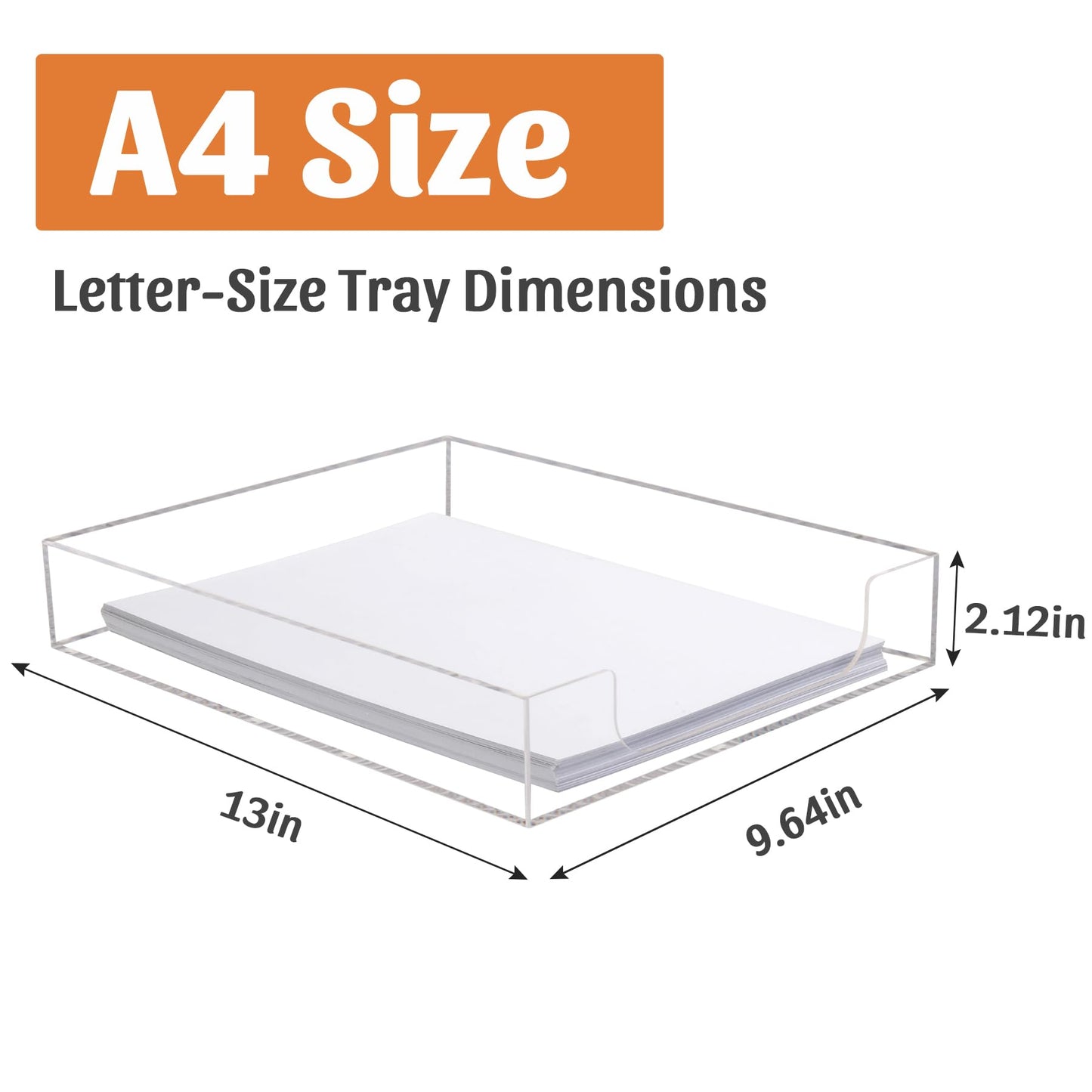 AZFUNN Letter-Size Tray Desk Letter Tray Paper Tray, Sturdy Heavy-Duty Plastic Printer Paper Tray, Single-Tier Stackable File Storage Organizer for Office Home (Clear)