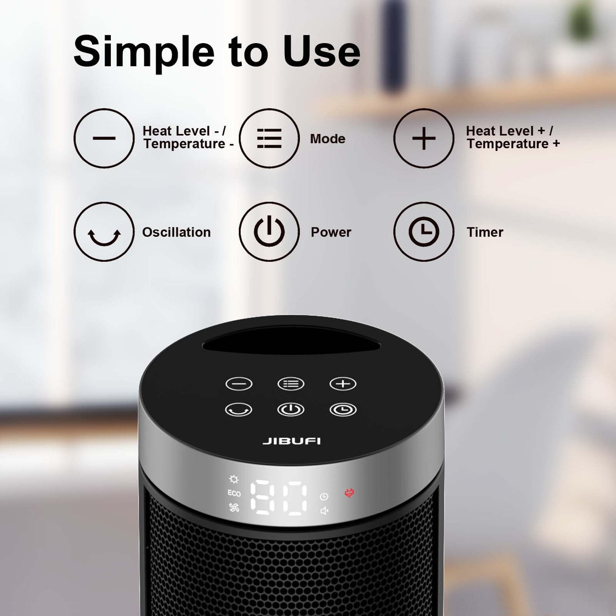 Ceramic Space Heater, Portable Indoor Heater with Remote Control, Three Heating Modes, Overheat and Tip-Over Protection, Suitable for Home, Office, Bedroom, Indoor Use
