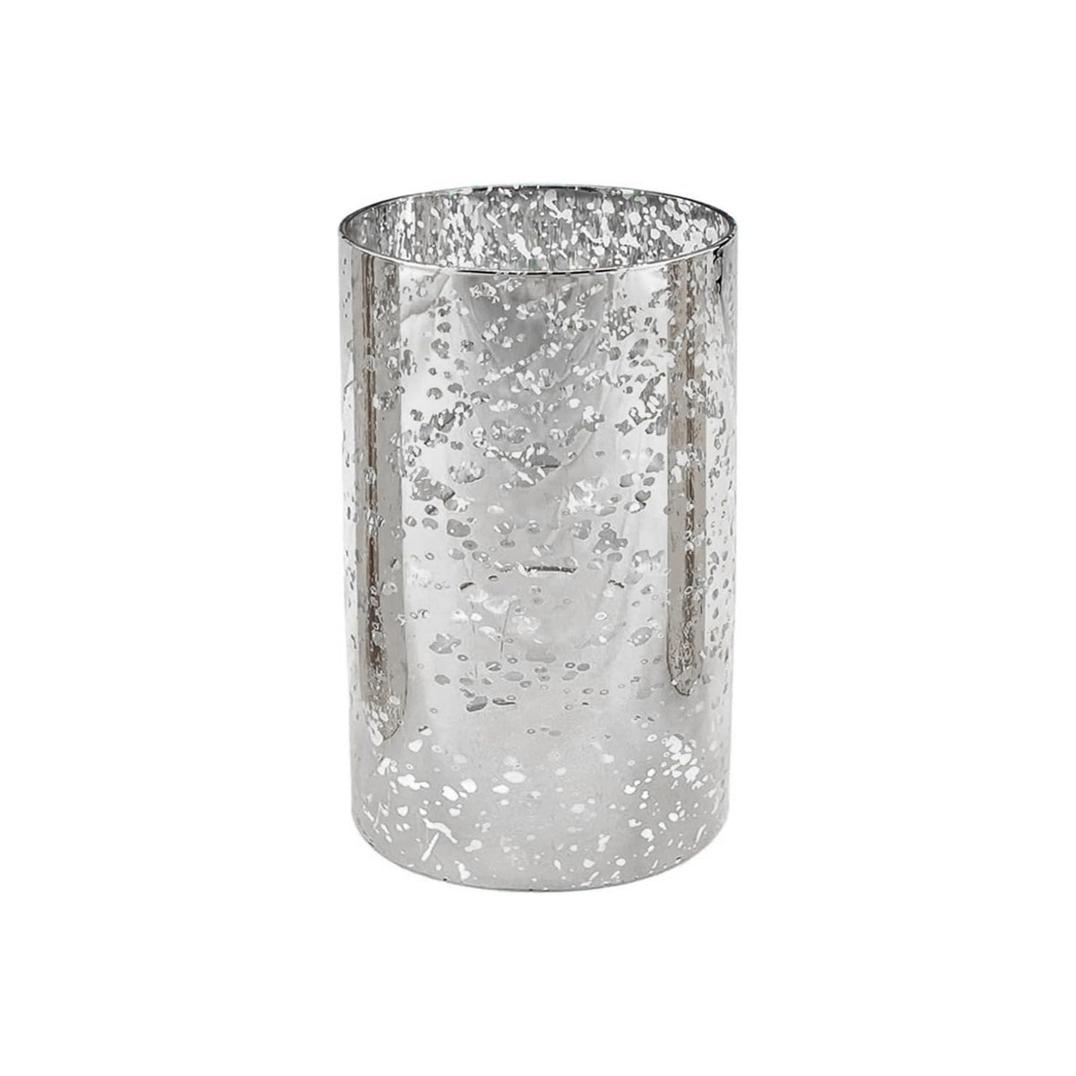 WGVI Hurricane Candle Holder Sleeve, W: 4", Ht: 6", Silver Speckled Glass Cylinder Open Both Ends, Chimney Tube Shade, 1 Piece