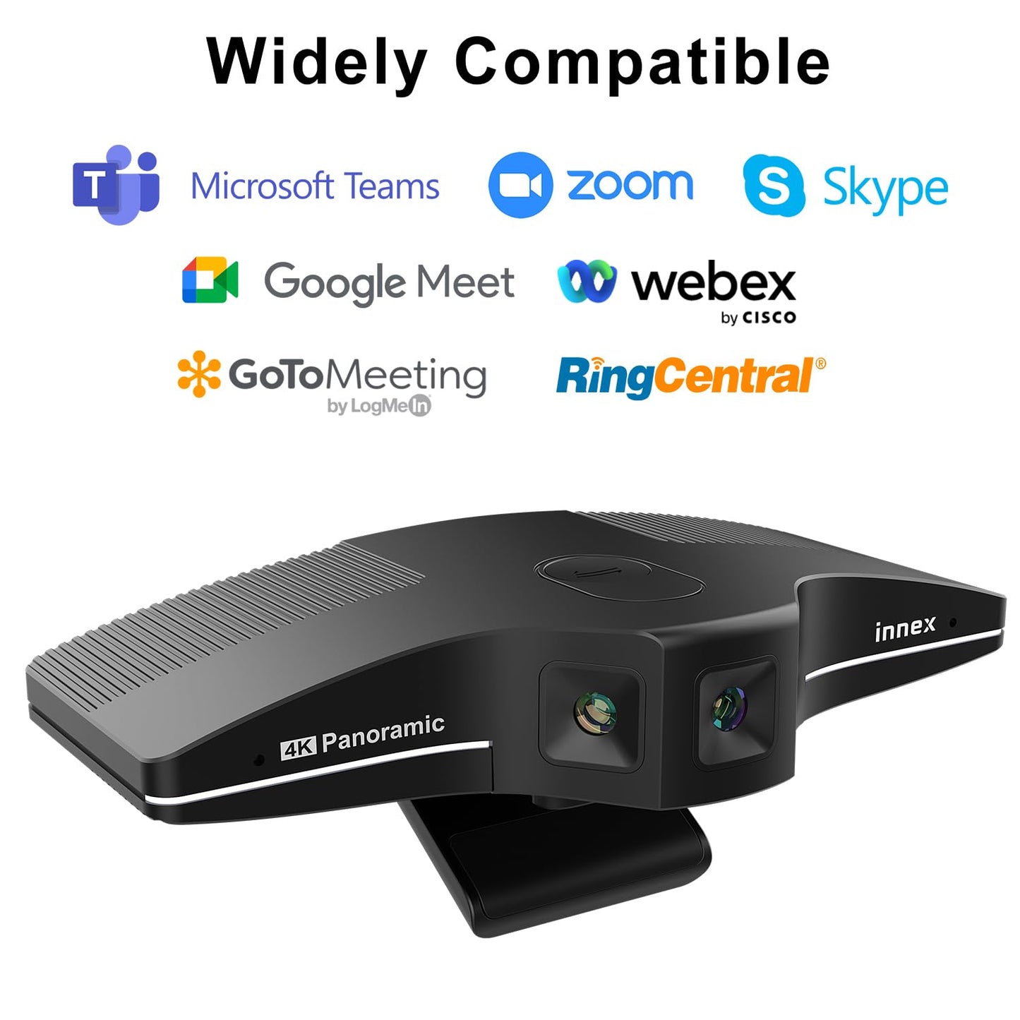 Innex C831 180° Panoramic 4K Wide Angle Webcam with Microphone, AI Facial Tracking for Windows, Mac, Easy Setup Conference Room Camera with Flexible View Angle for Meeting Room, Huddle Space