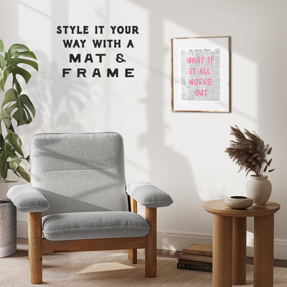 Positive Affirmations Wall Decor - CUTE TRENDY Aesthetic Wall Art - Inspirational quote Office Decor for Women - Newspaper Wall Art Unique Living room Bedroom Art Print - Motivational Quotes
