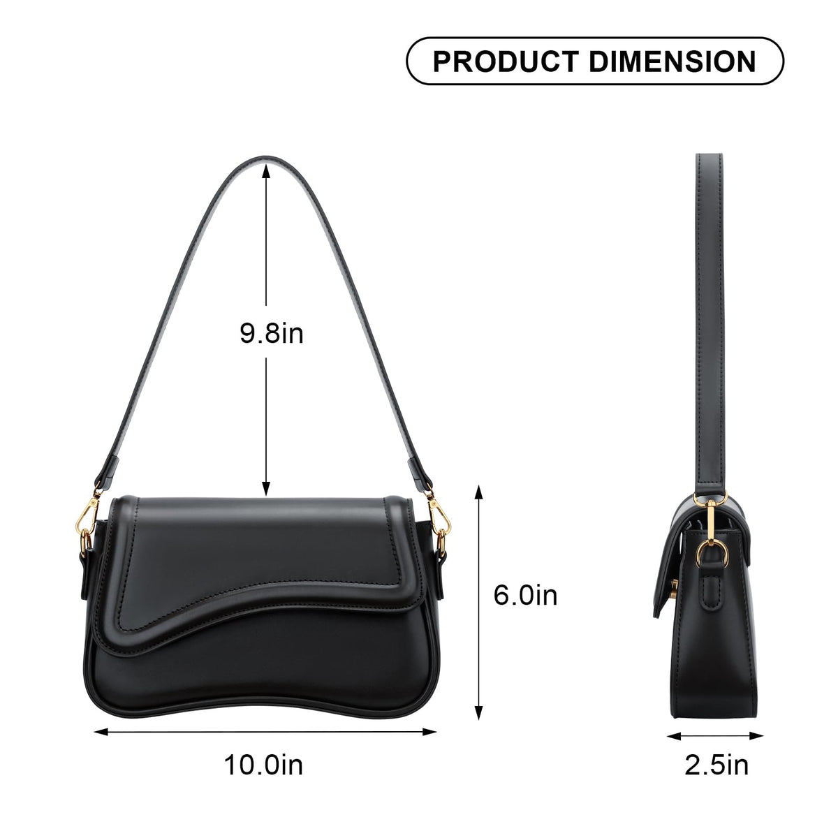 KKXIU Shoulder Bag for Women Small Clutch Purses Cute Hobo Handbag Trendy Underarm Bag-Black
